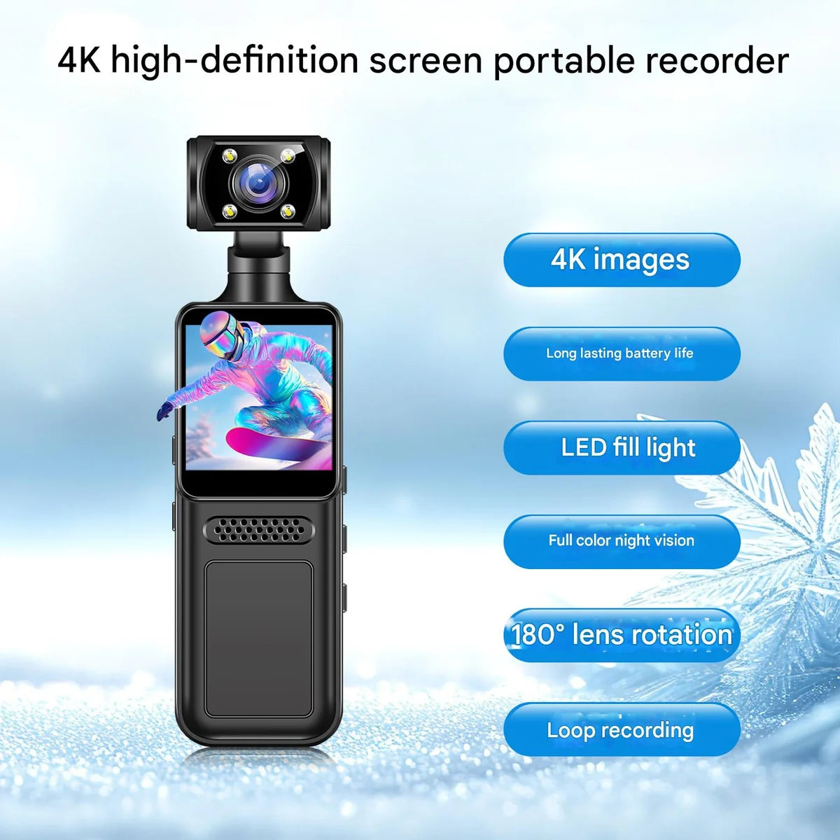 3-Axis Gimbal Stabilizer 1080P Mini Video Recorder with Rotatable Dual Camera