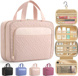 Large Travel Cosmetic Bag with Waterproof Hanging Hook – Multi-Compartment Toiletry Organizer