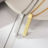 Islamic Ayat ul Kursi Bar Pendant Necklace – Elegant Islamic Jewelry
